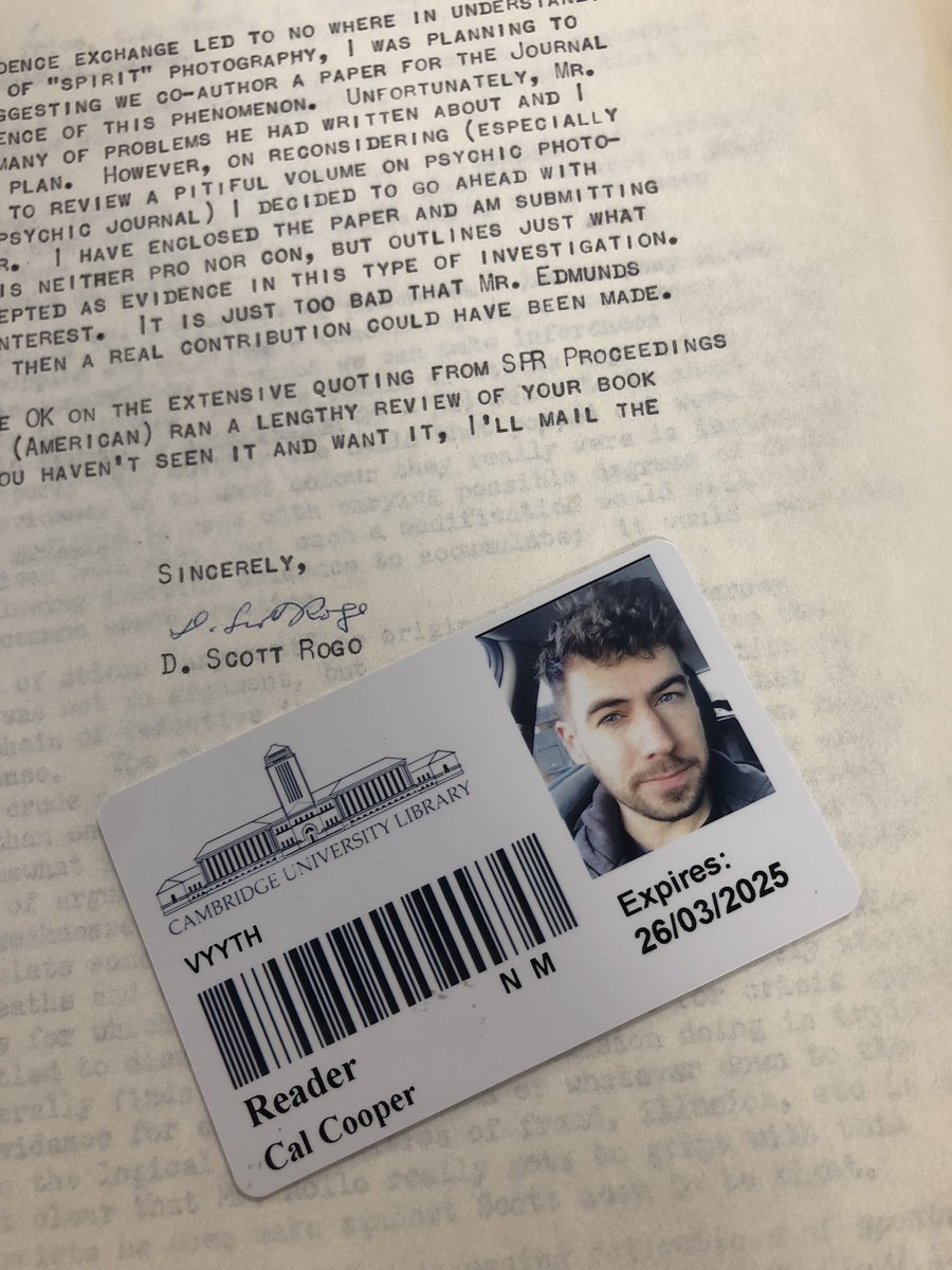 Callum E. Cooper (@callumecooper) on Twitter photo At the #Cambridge #library today exploring the <a href="/SPR1882/">The Society for Psychical Research</a> archives for D. Scott Rogo biographical material. Full of such gems 💎 <a href="/UniNorthants/">UniofNorthampton</a> <a href="/UONPsyched/">PSYCHOLOGY at University of Northampton</a> #parapsychology 🧠 At the #Cambridge #library today exploring the <a href="/SPR1882/">The Society for Psychical Research</a> archives for D. Scott Rogo biographical material. Full of such gems 💎 <a href="/UniNorthants/">UniofNorthampton</a> <a href="/UONPsyched/">PSYCHOLOGY at University of Northampton</a> #parapsychology 🧠