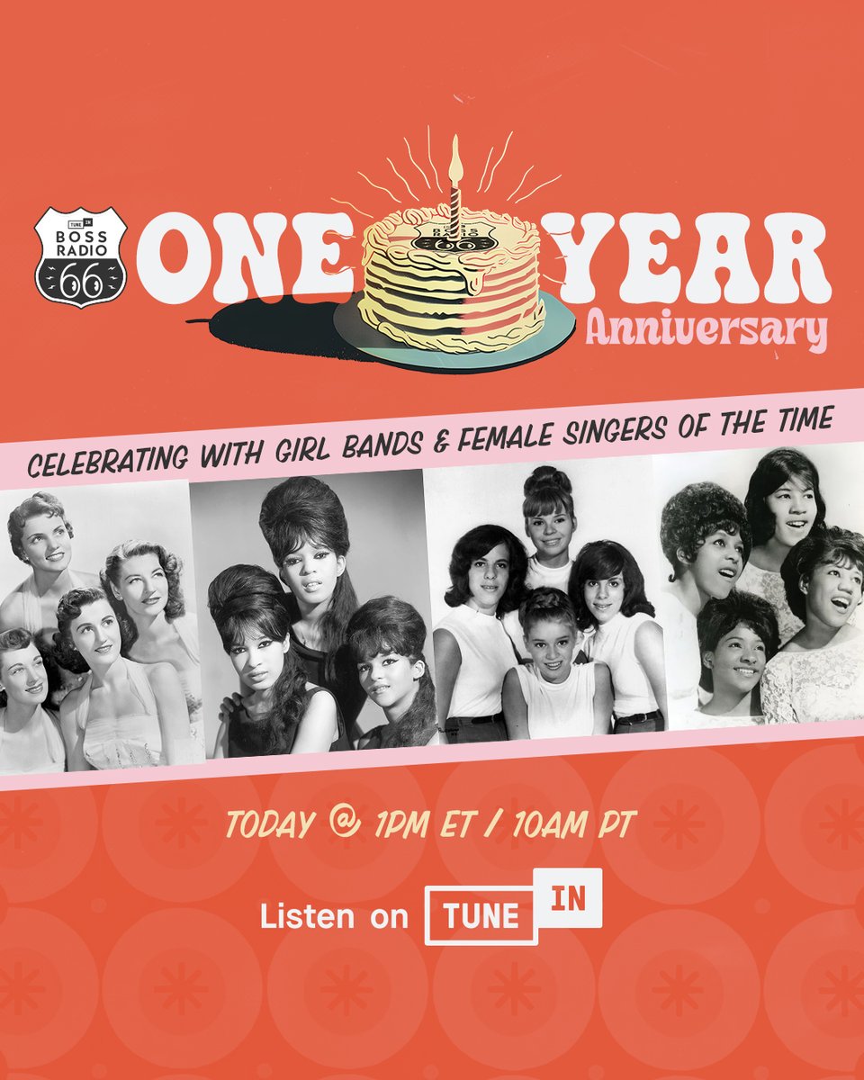 Last week, BossRadio 66 turned 1 on TuneIn🎂Tom Hanks is celebrating by playing his favorite girl bands and female singers of the time, including a tribute to Mary Weiss from Shangri-Las. Listen now: listen.tunein.com/bossradio66