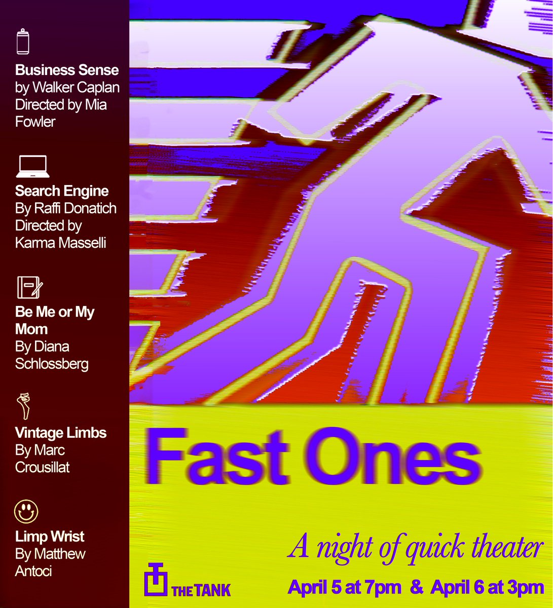 FAST ONES 🍺 A NIGHT OF QUICK THEATER 💻 APRIL 5-6 🩰 AT @TheTankNYC 📕 SIMPLE AS THAT 😆