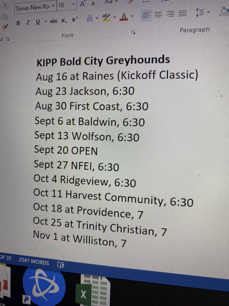 I got my 25th area football schedule recently. The KIPP Bold City Greyhounds. Who is next ?