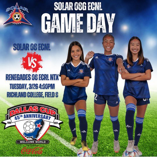 Game 3 of Dallas Cup kicks off today at 4p❣️ Details 👇👇👇

🆚 Renegades RL NTX 08G
⏰ 4p ct 
📍 Richland College Field 8

#DallasCup #SolarNation #WeOverMe #SkeletonCrew #Readytorun <a href="/TopDrawerSoccer/">TopDrawerSoccer</a> <a href="/PrepSoccer/">Prep Soccer ⚽️</a> <a href="/ImCollegeSoccer/">College Soccer Truth ™</a> <a href="/ImYouthSoccer/">ECNL/GA/Recruiting/College Soccer</a> <a href="/TheSoccerWire/">SoccerWire</a>