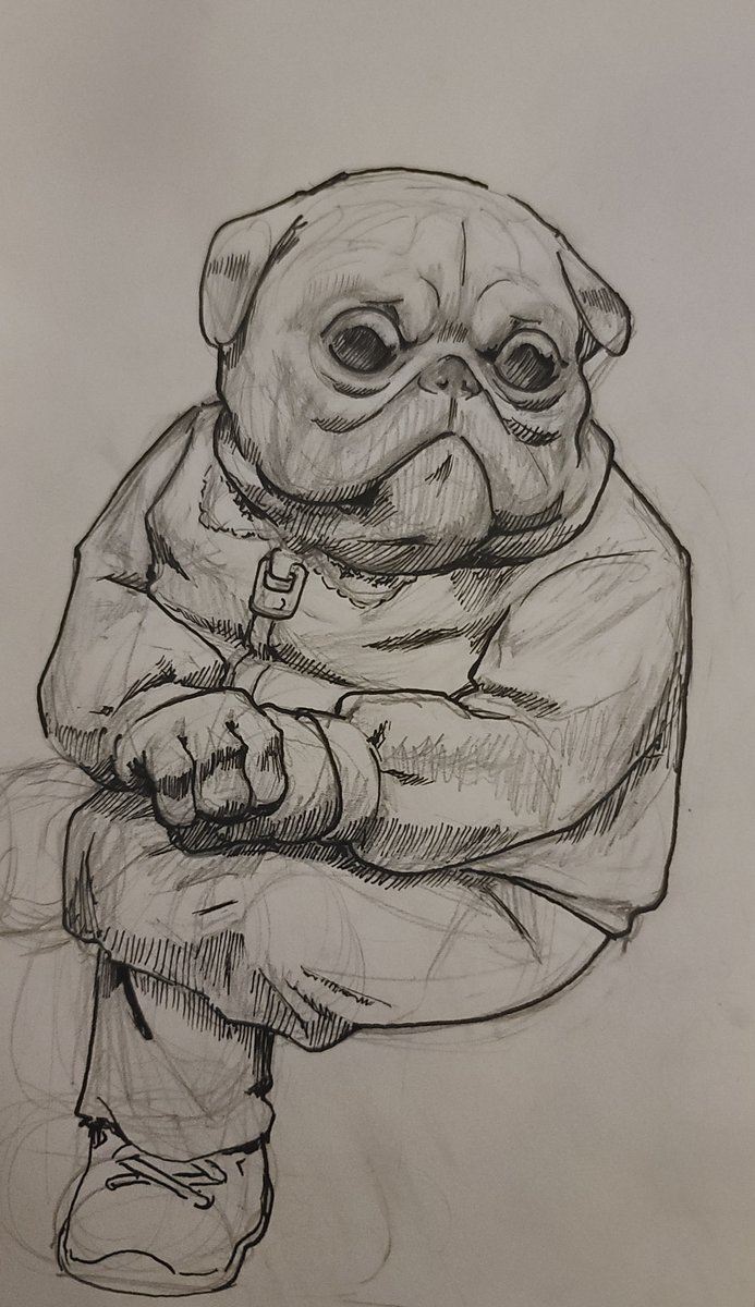 Bolmatic's tweet photo. This is Dogman, he's taking the bus on his way to get groceries.

I didn't finish outlining him because I got bored. https://t.co/oDjq3CmjZz