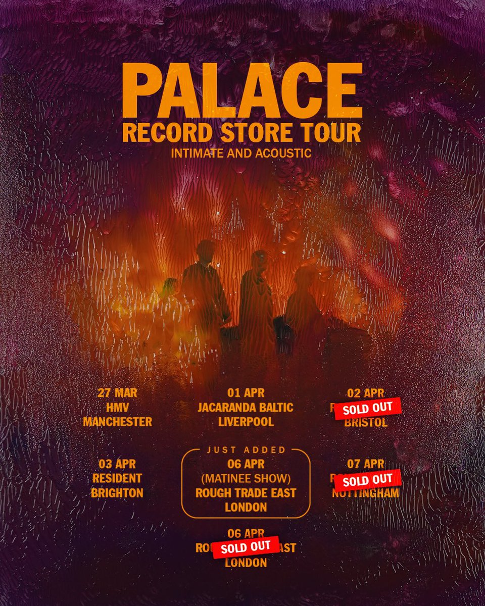 We will see you tomorrow Manchester ✌️ We’ve added a matinee show to our London date at Rough Trade East, which is on sale now. Tickets are flying for all other dates so make sure to get your last minute purchases 🤝 palace.lnk.to/InstoreTour202…