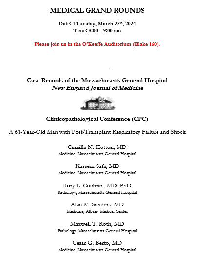 MGH Division of Infectious Diseases (@mgh_id) on Twitter photo Looking forward to this week's <a href="/NEJMCPC/">NEJM CPC</a> with <a href="/KottonNelson/">Camille Nelson Kotton</a> and <a href="/CesarGBerto/">Cesar G. Berto, MD</a>! 👏👏👏 Looking forward to this week's <a href="/NEJMCPC/">NEJM CPC</a> with <a href="/KottonNelson/">Camille Nelson Kotton</a> and <a href="/CesarGBerto/">Cesar G. Berto, MD</a>! 👏👏👏