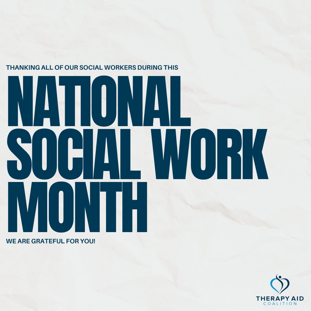 March is National Social Work Month.  To all of our volunteer therapists who are clinical social workers, we thank you.  To social workers everywhere, we deeply appreciate your service!  Celebrating each and every one of you!