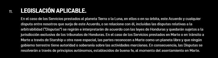 enriquecarrier's tweet photo. En cuanto a la lectura de los términos y condiciones del servicio de Starlink, el capítulo "Legislación aplicable" es un poco surrealista. https://t.co/MLXLkpi5tH