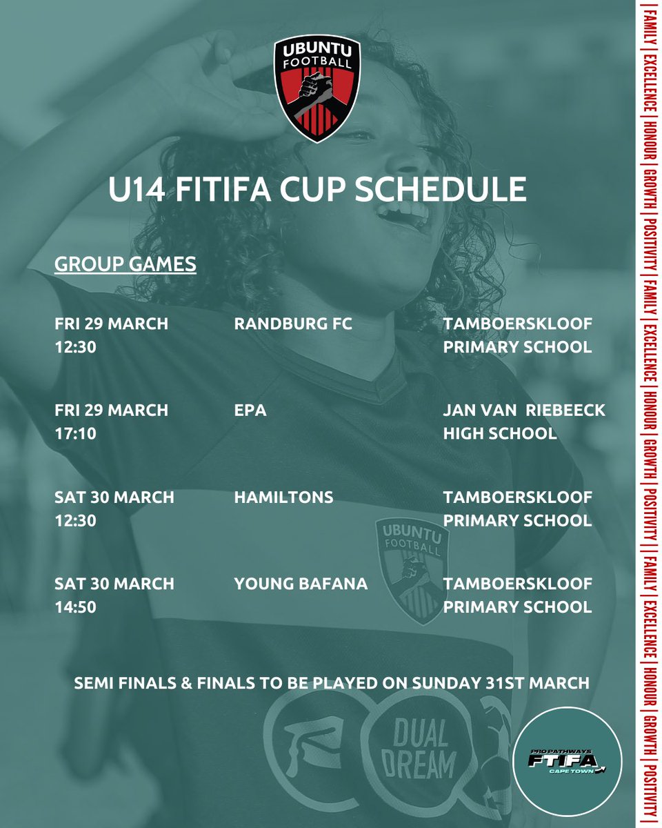 Tomorrow the U19 BayHill Premier Cup starts and it kicks off a busy Easter period for our U14 - U19 teams. Come along and show your support tomorrow for the U19s and in the coming days for our U14 & U16 teams in the FTIFA Cup! 

Check out the group fixtures for all three teams