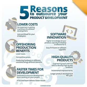 05 reasons to get outsourced product development. Check this #infographic! #OPD #outsourced #Outsourcedproductdevelopment #productdevelopemnt #outsource #product #development #growth #businessgrowth #smallbusiness #design #startup