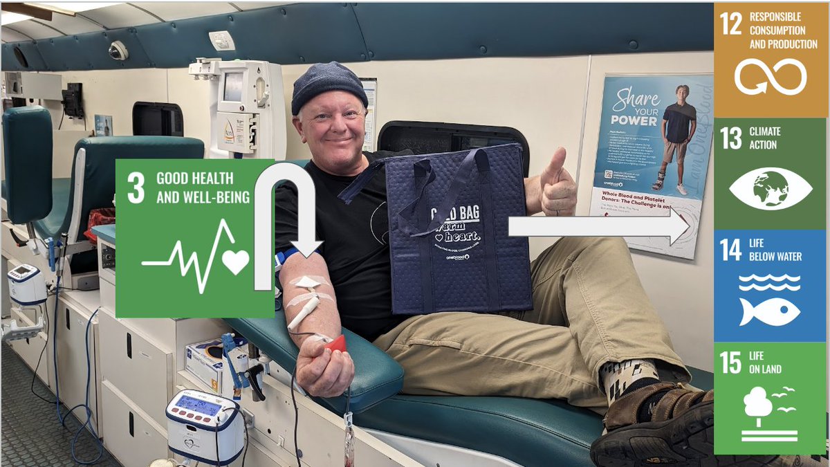 'Saving lives & the planet 🌍💉! Donating blood directly supports #SDG3 for health & well-being. Receive a reusable bag as a thank you? You're also championing #SDG12, #SDG13, #SDG14, & #SDG15 by reducing waste & protecting our environment. Every action counts! #UnitingOurWorld