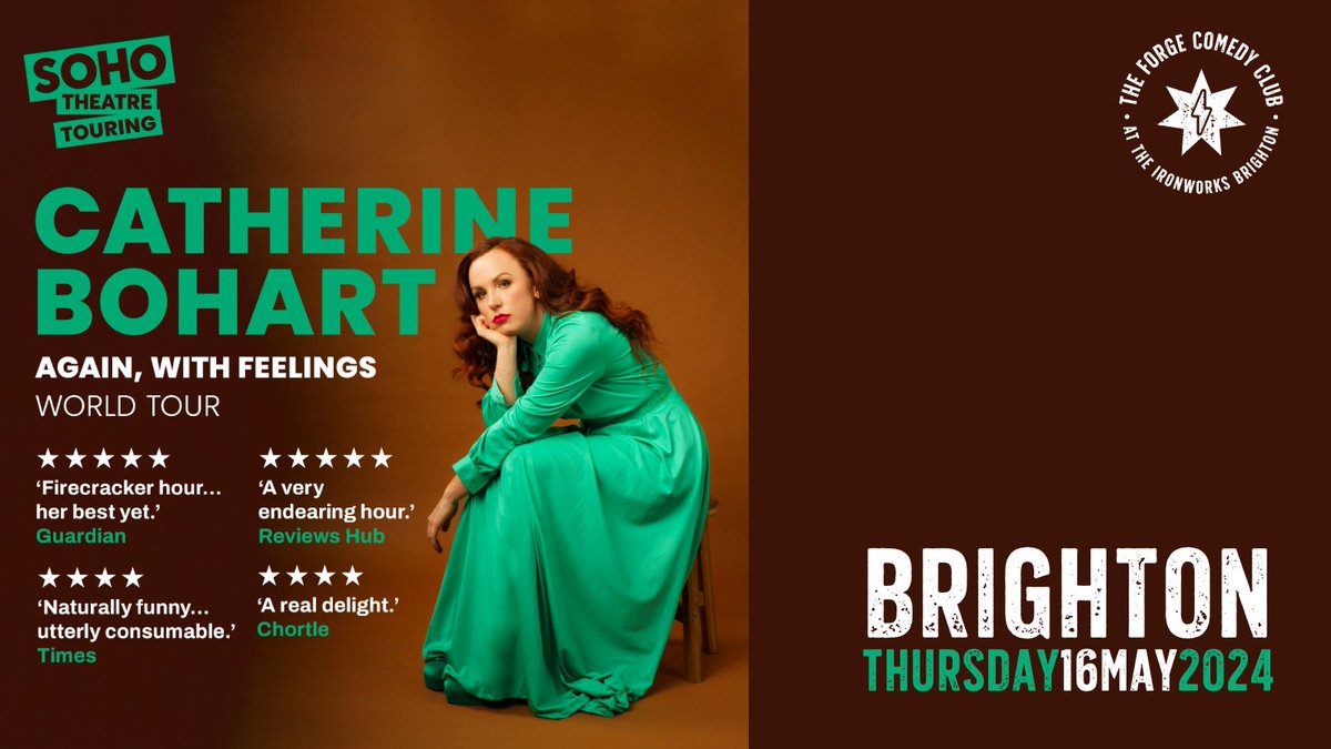 Just LOOK at these reviews for @CatherineBohart We can't wait to have you at The Forge Comedy Club, Brighton, on Thursday 26th May! Get your tickets before this one sells out, people! #catherinebohart #comedytour #comedy
