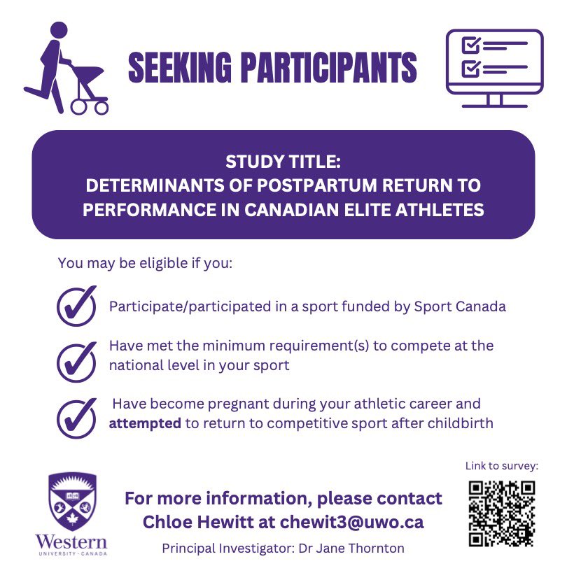 chloehewitt_98's tweet photo. My survey is now open to all sports! If you are a current or former Canadian athlete and have had a child during your athletic career please consider contributing to this much-needed area of research. https://t.co/kI40xIBfKH