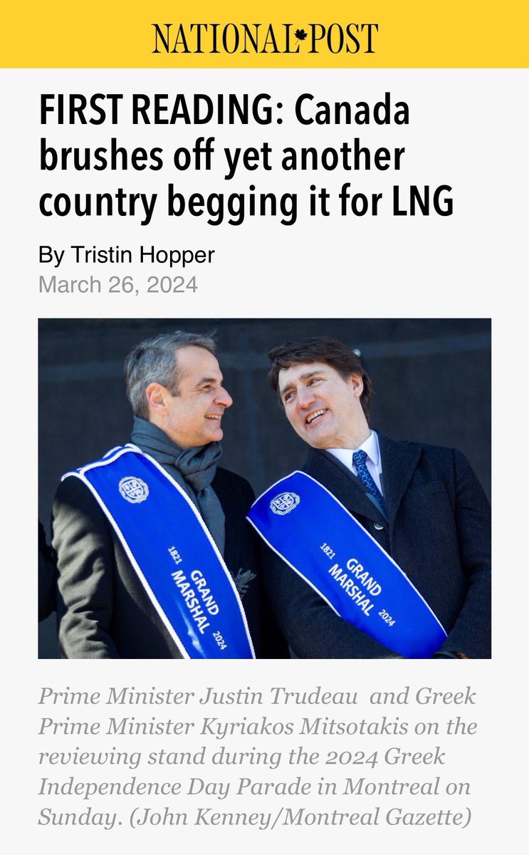 My homeland of Greece is working hard to recover its economy. They are making good progress. We are begging for a deal with Canada for LNG. Instead of doing a deal with an ally, Trudeau continues to push them away. Justin is long overdue for a walk in the snow.