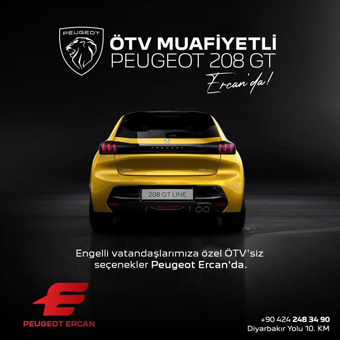 Ötv Muafiyetli 
Peugeot 208 Gt
#ercanoto #ercanotoelazığ #peugeot #elazığ #araba