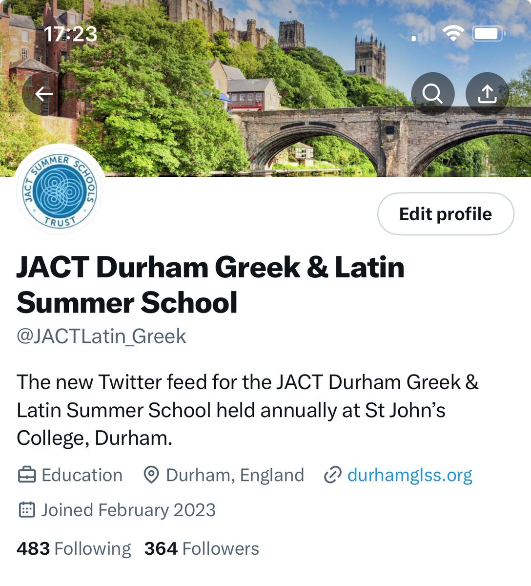 The @JACTLatin_Greek has 364 followers on Twitter (‘X’, if you must 😂). Can you help us hit 500 followers by April? Yep, 500! We’re an ambitious bunch! #JACTDurhamLatin #JACTDurhamGreek #JACTDurhamHomericHero @rogueclassicist @sentantiq @wmarybeard @ProfArleneHH @profmcscott