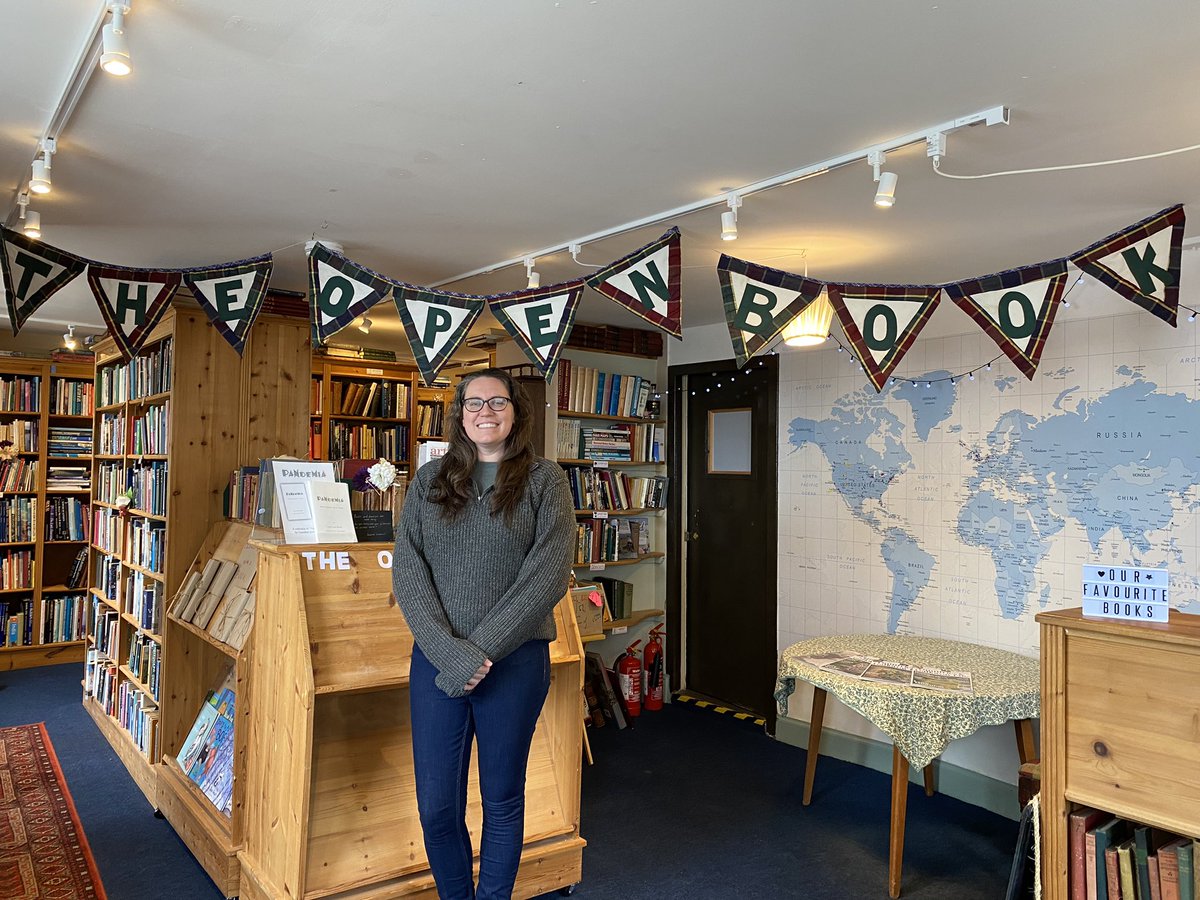 Say hello to Sarah, this week’s @WigtownBookFest @openbookwigtown bookseller from Georgia in the southern States #bookshops #wigtown