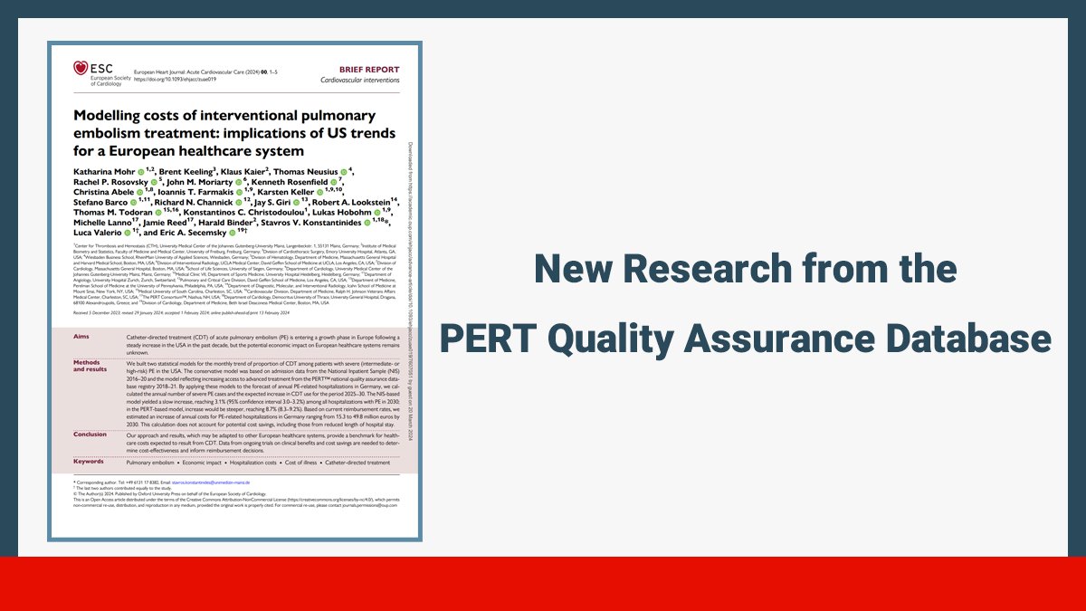 PERT Consortium (@pertconsortium) on Twitter photo How does expanding access to catheter-based interventions (CBI) impact non-US healthcare systems? New analysis explores the potential utilization and financial effect of more widespread access to CBI for acute PE in Germany. Read more here: academic.oup.com/ehjacc/advance…
<a href="/escardio/">European Society of Cardiology</a> How does expanding access to catheter-based interventions (CBI) impact non-US healthcare systems? New analysis explores the potential utilization and financial effect of more widespread access to CBI for acute PE in Germany. Read more here: academic.oup.com/ehjacc/advance…
<a href="/escardio/">European Society of Cardiology</a>