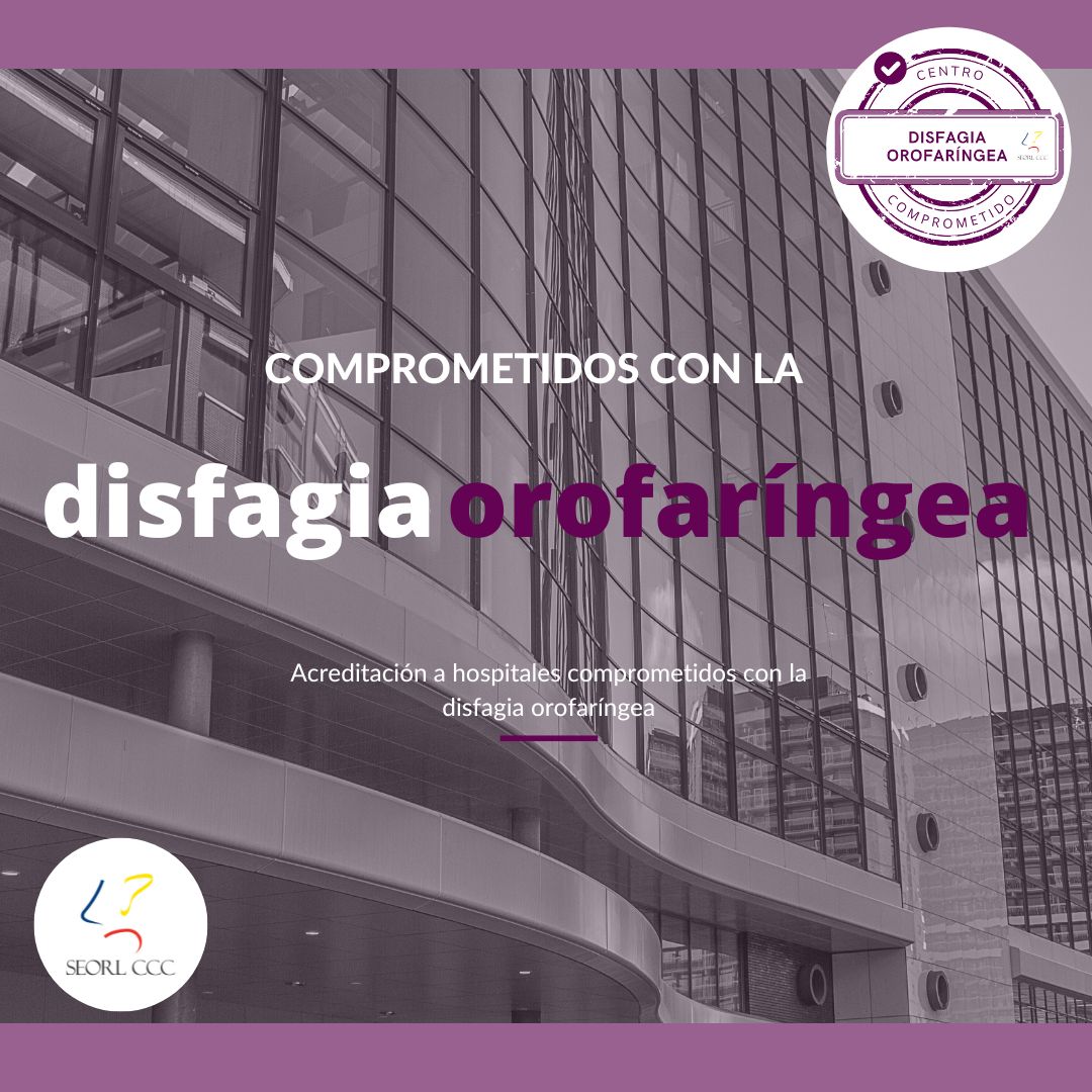 El sello SEORL-CCC “Comprometidos con la disfagia orofaríngea” acredita a todos aquellos centros hospitalarios que dispongan de un sistema de despistaje de disfagia orofaríngea y de adaptación dietética para los pacientes ingresados en sus hospitales. seorl.net/acreditacion-a…