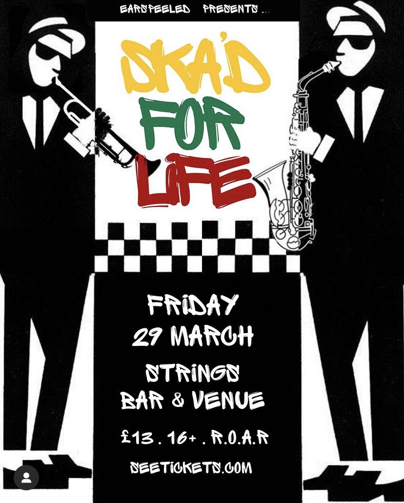 THIS FRIDAY!

Come and have a 'Good Friday' with us here at Strings as EarsPeeled Presents... Ska'd For Life!

Joining them on the decks is DJ Nipsy and Co, who will no doubt keep the dance floor filled when SFL are not on stage.

seetickets.com/event/ska-d-fo…
