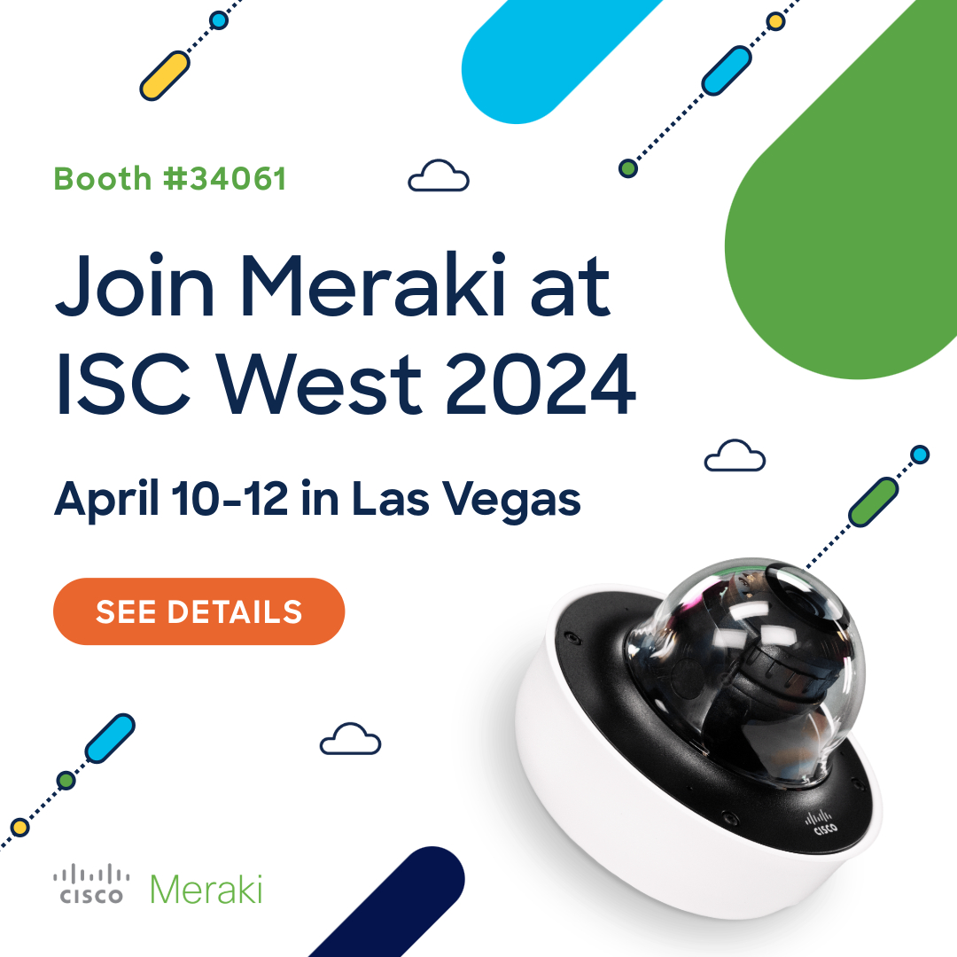meraki's tweet image. Interested in smarter physical security?

Come see us at #ISCWest and discover how we combine security and intelligence for safer environments and smarter spaces—with our latest cameras and sensors. 

Event details 🔽
cs.co/6018ZTGVC

#CiscoMeraki