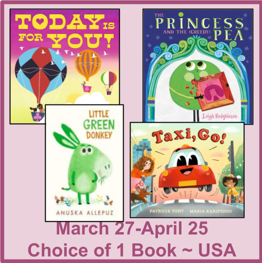 I want to win my choice of @Candlewick Press' children's books reviewed by Vera @ chatwithvera.com/2024/03/fun-ca… Runs March 27-April 25 @ 12:01 a.m. ET Open to USA 🎉TODAY IS FOR YOU 👑PRINCESS & THE (GREEDY) PEA 🫏LITTLE GREEN DONKEY 🚕TAXI, GO! #giveaway @GG_Survey