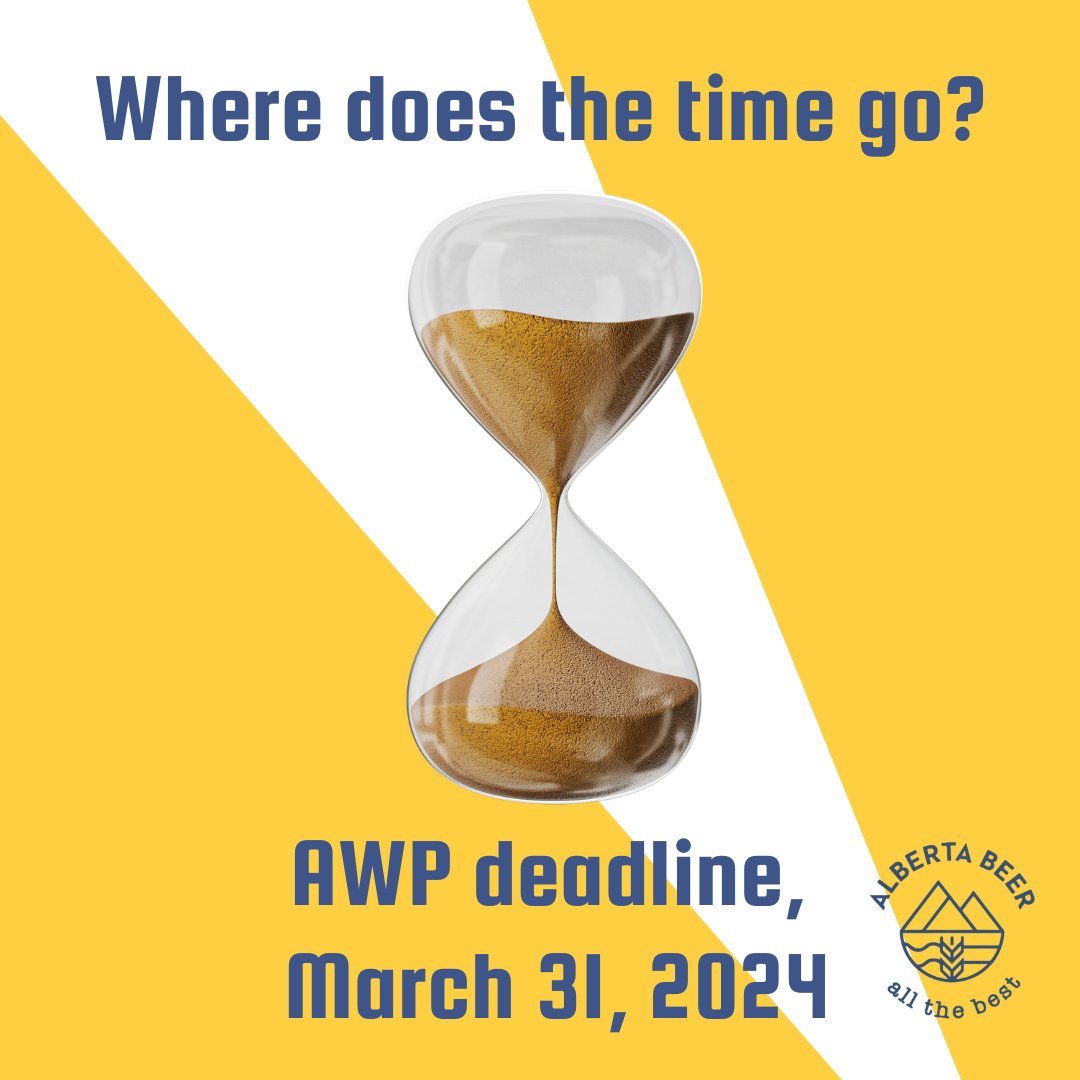 AWP reports are due to AGLC by March 31! If you do not submit your report by March 31, you will be placed on the regular markup schedule automatically. Questions? Email AWP@AGLC.ca #ABCraftBeer #ABCraftBreweries