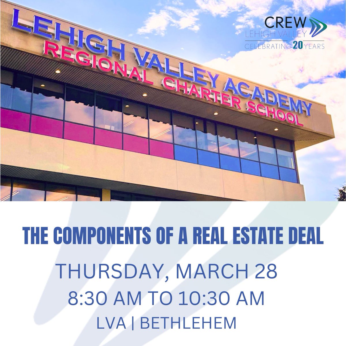 CREWLV_PA's tweet photo. Join us this week for an insightful event showcasing the successful completion of the Lehigh Valley Academy Regional Charter School project.
Sign up now: https://t.co/GeCsRF2Ik4

#CREW_LV #Networking #LehighValley #CRE #CollaborativeExcellence https://t.co/k3elmTnjKq