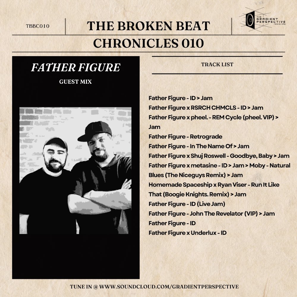 Broken Beat Chronicles 010 feat <a href="/Father__Figure/">Father Figure</a> is HERE ‼️‼️

This mix is a testament to creativity and explores vast musical landscapes, promising listeners an immersive sonic journey 🌀 

🎧⬇️