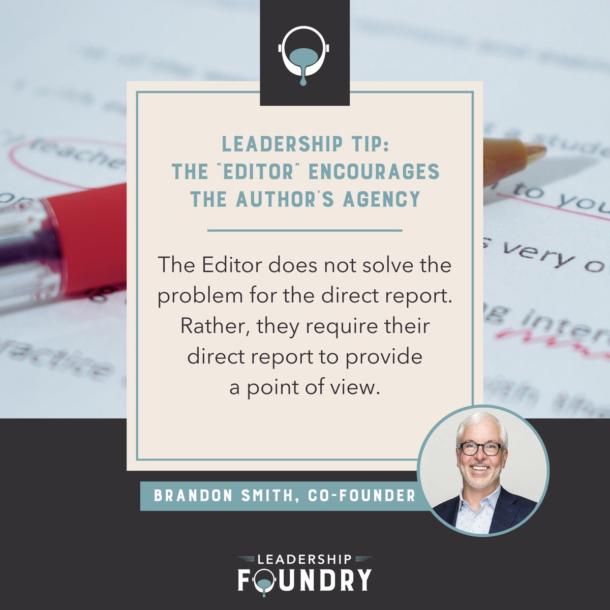 Require your direct reports bring something for you to react to during 1:1 meetings. This will force the direct report to take ownership of the situation.

From my book, “The Author vs. Editor Dilemma” available on Amazon: lnkd.in/gEYXf5jX

#leaders #passthepen
