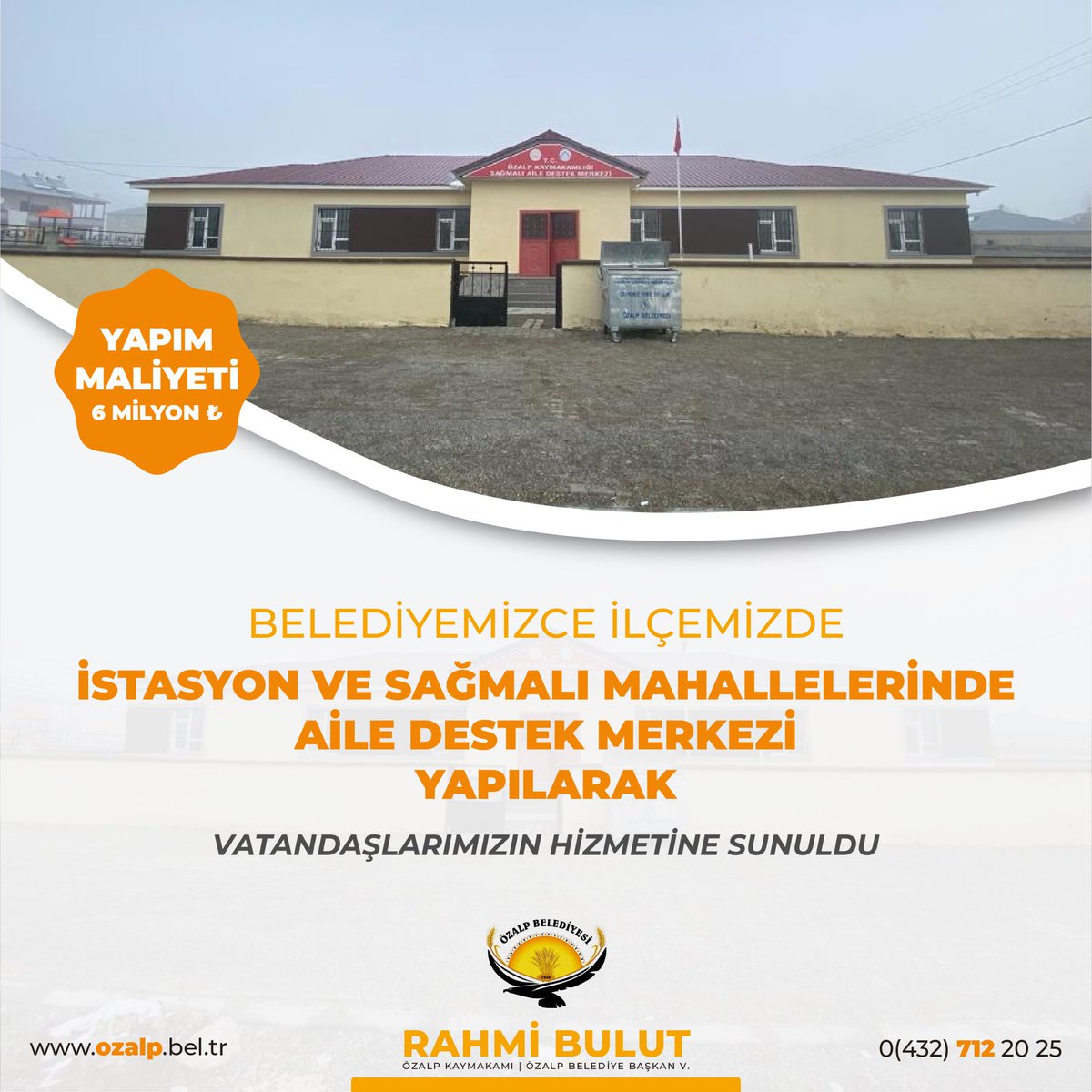 Belediyemizce ilçemizde istasyon ve sağmalı mahallelerinde Aile Destek Merkezi yapılarak vatandaşlarımızın hizmetine sunuldu.