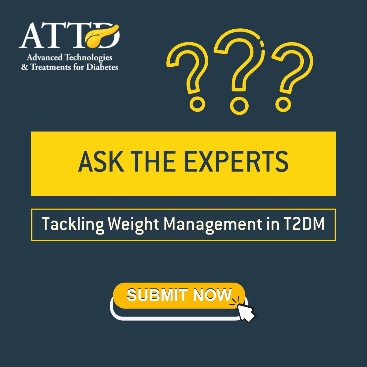 🤔 Do you have any questions related to #WeightManagement and #Diabetes? #AsktheExperts through our dedicated Q&A submission form. Submit your questions 👇 bit.ly/3TSS055 Our experts will address these questions during a live session soon. #ATTD24 #OnlineEducation