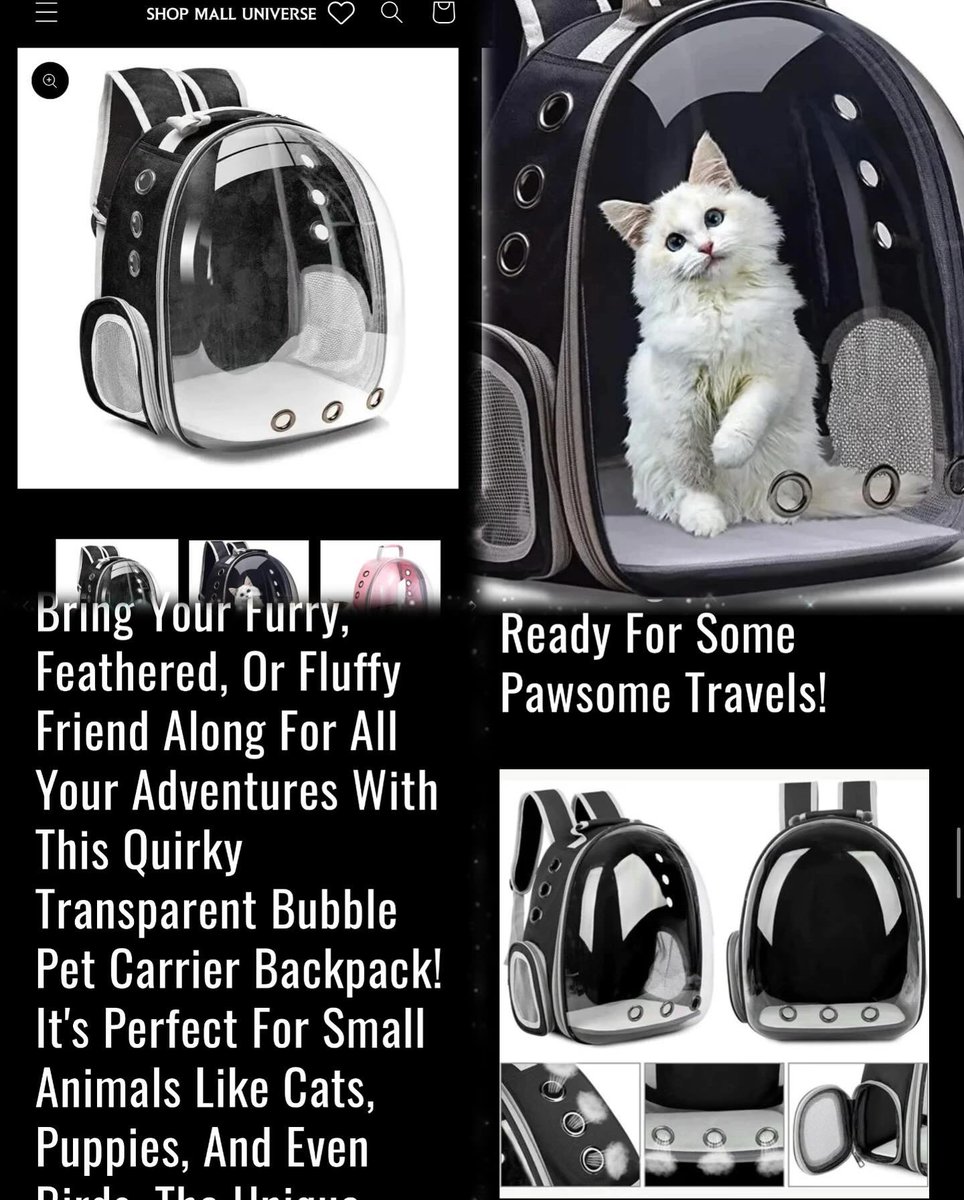 ShopMUniverse's tweet photo. Travel in style with your furry friends in our Transparent Bubble Pet Carrier Backpack! 🎒🐱🐶🐦 Perfect for cats, puppies, birds, and more, this innovative pet carrier provides visibility, ventilation, and safety on the go. Get yours at https://t.co/s1tsHU30dz for $44.99 USD https://t.co/EFuZ2WqjRN