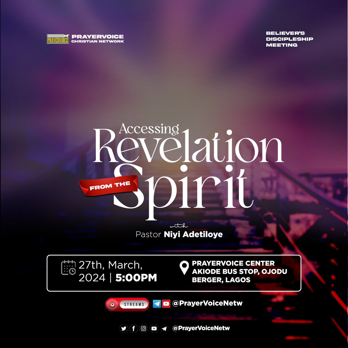 We continue the series #HearingFromGod as we delve into Accessing Revelation from the Spirit. Please join us tomorrow evening online and in person for our #MidweekService - #BelieversDiscipleshipMeeting