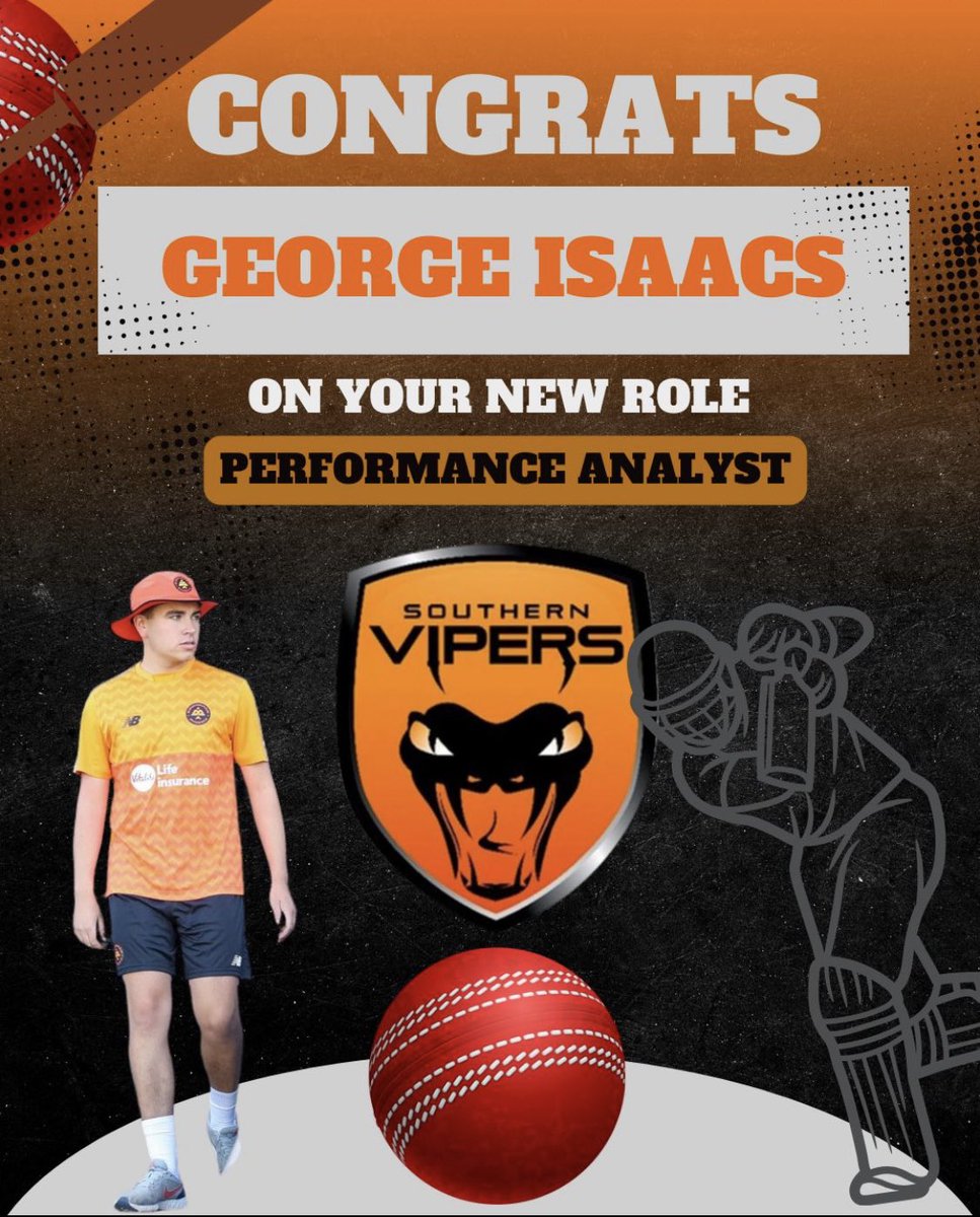 🗣️JOB ANNOUNCEMENT 

Great to see <a href="/GeorgeIsaacs44/">George Isaacs</a> back at the <a href="/UtilitaBowl/">Utilita Bowl</a> as #performance #analyst with <a href="/southernvipers_/">Southern Vipers</a> 🏏🐍

Congrats from all at <a href="/chiuni/">University of Chichester</a>