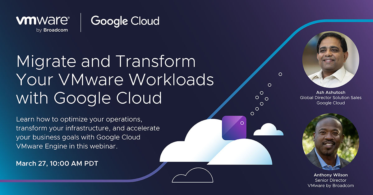 Join us tomorrow as we uncover the @GoogleCloud @VMware Engine. Discover insider strategies to optimize operations, fuel business growth, and maximize savings. Reserve your seat today: lnkd.in/gs4GudZ3 #GoogleCloud #VMwareEngine #BusinessAcceleration