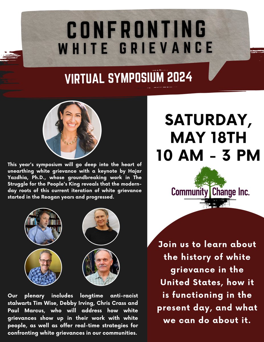 CCIBoston's tweet photo. ANNOUNCEMENT! Registration for our Confronting White Grievance 2024 Virtual Symposium is now live! Gonna be a good one. You don't want to miss! Please share far and wide.

register and more info here: https://t.co/NimoAnA2PE https://t.co/KAlpSG0YAe