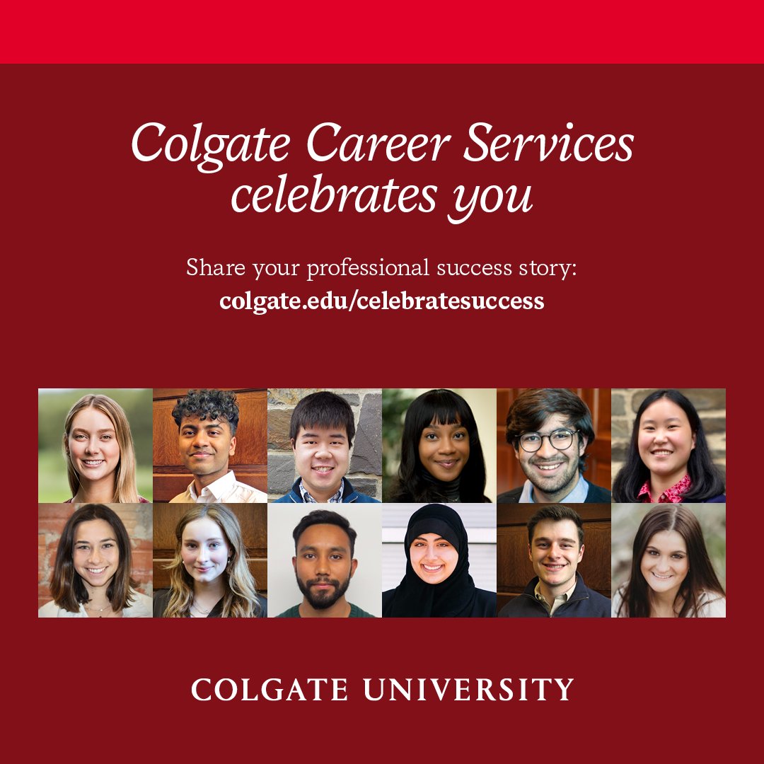 Did you recently land a job, internship, or grad school acceptance? We want to celebrate your success. Let us know at: colgate.edu/celebratesucce…