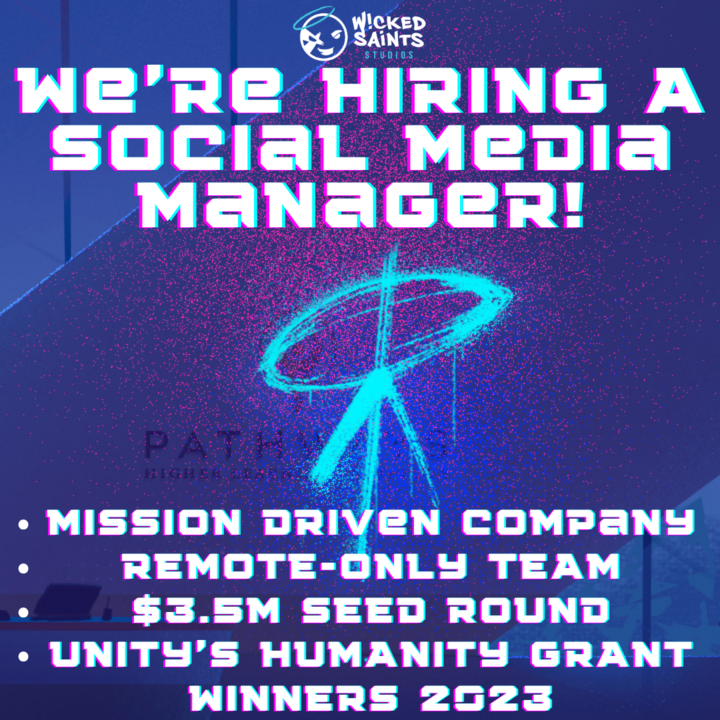 Join our #gamedev studio as our new Social Media Manager!

We're #hiring a #socialmediamanager to create fun content &amp; engage our audience! Join our mission-driven #remotework team today: wickedsaints.studio/hiring

Send this post to your #indiedev #socialmedia friends! #remotejob