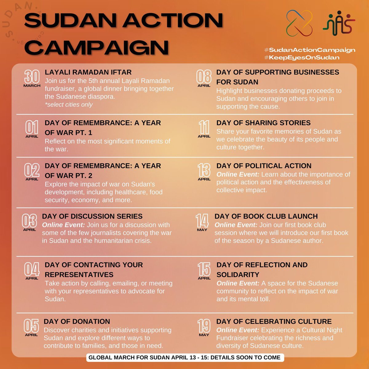 ‼️SUDAN ACTION CAMPAIGN📷(Alt text cuts off at Apirl 11th, April 13th-May19th in  replies)
#KeepEyesOnSudan #SudanActionCampaign