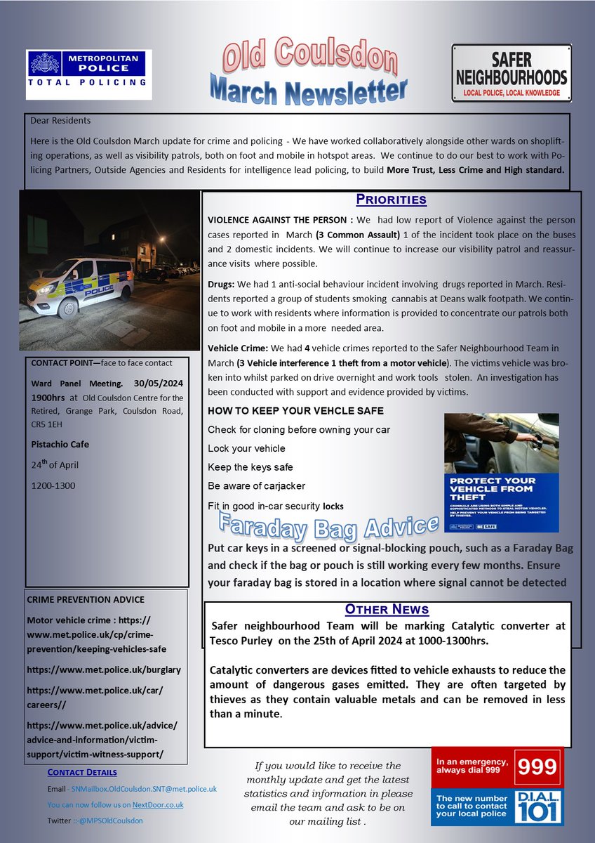 Dear Residents, please find attached March newsletter @MPSCroydon #MyLocalMet