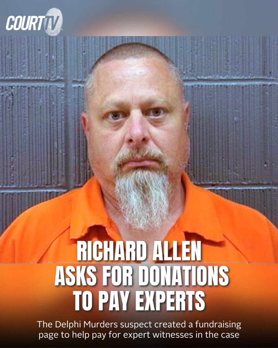 #RichardAllen has created a fundraiser to help pay for expert witnesses in the Delphi Murders case. Attorneys for the double murder suspect say Judge Gull denied them funds after the State added more witnesses to their list. #CourtTV What do YOU think? ⚖️