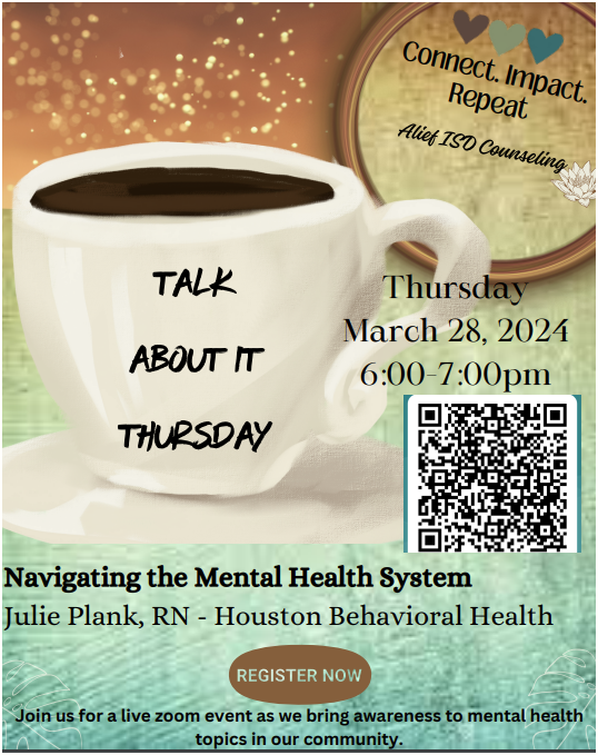 Join us on Thursday 3/28 @ 6pm for our monthly Talk About It Thursday virtual meeting. This month’s topic is Navigating the Mental Health System. Due to a technical difficulty- If you previously registered, you will need to register again. Sorry for the inconvenience.
