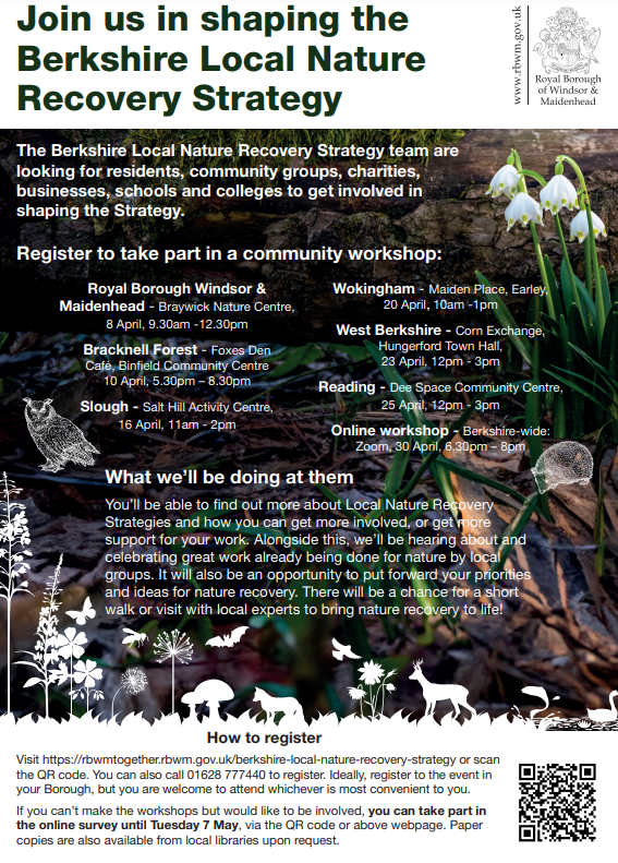 📍Are you interested in Nature Recovery in Berkshire? 🌊Want to advocate for your local rivers & blue spaces? 💭Join one of the local community events across Berkshire to help shape the strategy and share your views! Book here👇eventbrite.co.uk/cc/public-enga…