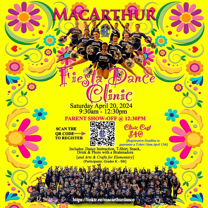 Join us for our Fiesta Dance Clinic Sat Apr 20th 9:30am-12:30pm. Details are on the flyer. Click the link in our bio to register. Hope to see you there! #theneisdway @RealBrahmaPride @NEISD @NEISDFineArts @PrincipalHDZ