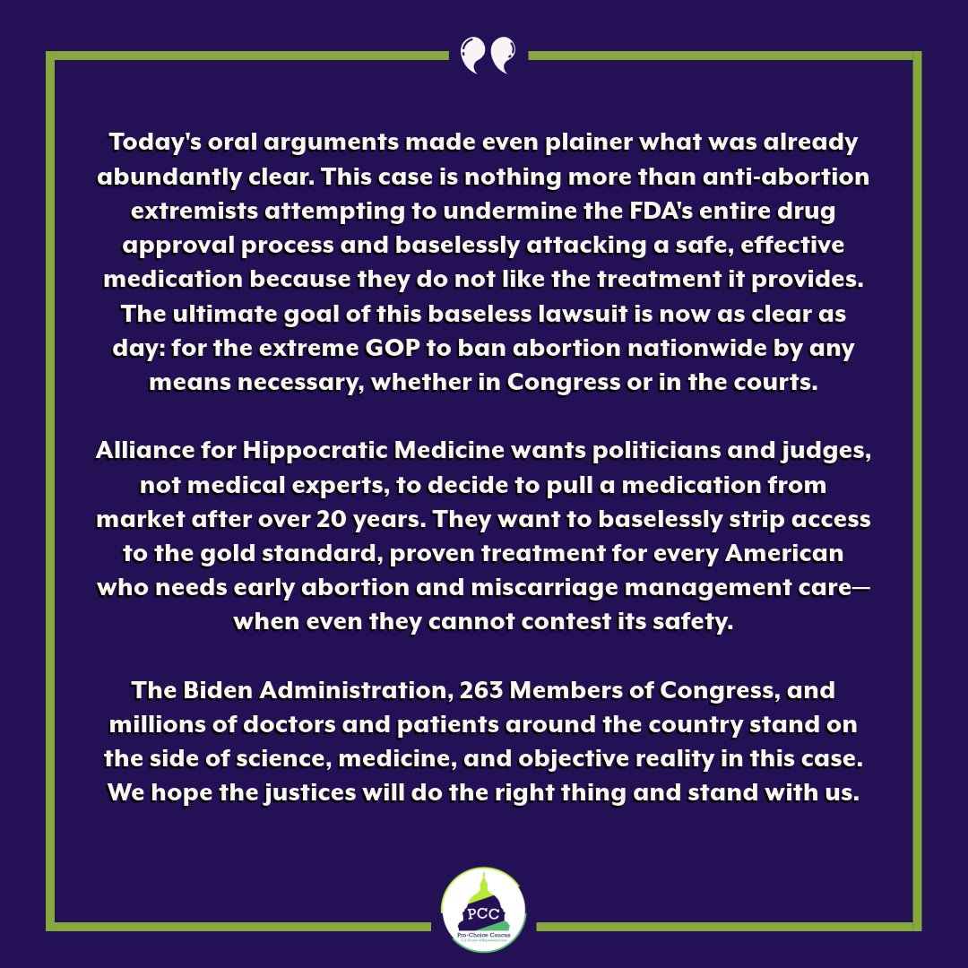 After today's arguments, we confirm three crucial facts: - Mifepristone is safe and effective. - Our amicus brief stands on the side of science, medicine, and reality. - We won't back down. SCOTUS, we've got our eyes on you. 👀 Read our full statement: