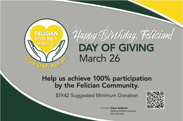 Happy birthday to Felician! 🎉 Today is a day of celebration and giving back. Your support on our Day of Giving is an opportunity to invest in the future of education and empower our students to reach their full potential. You can donate here: lnkd.in/gwdtCiTU

#Felician