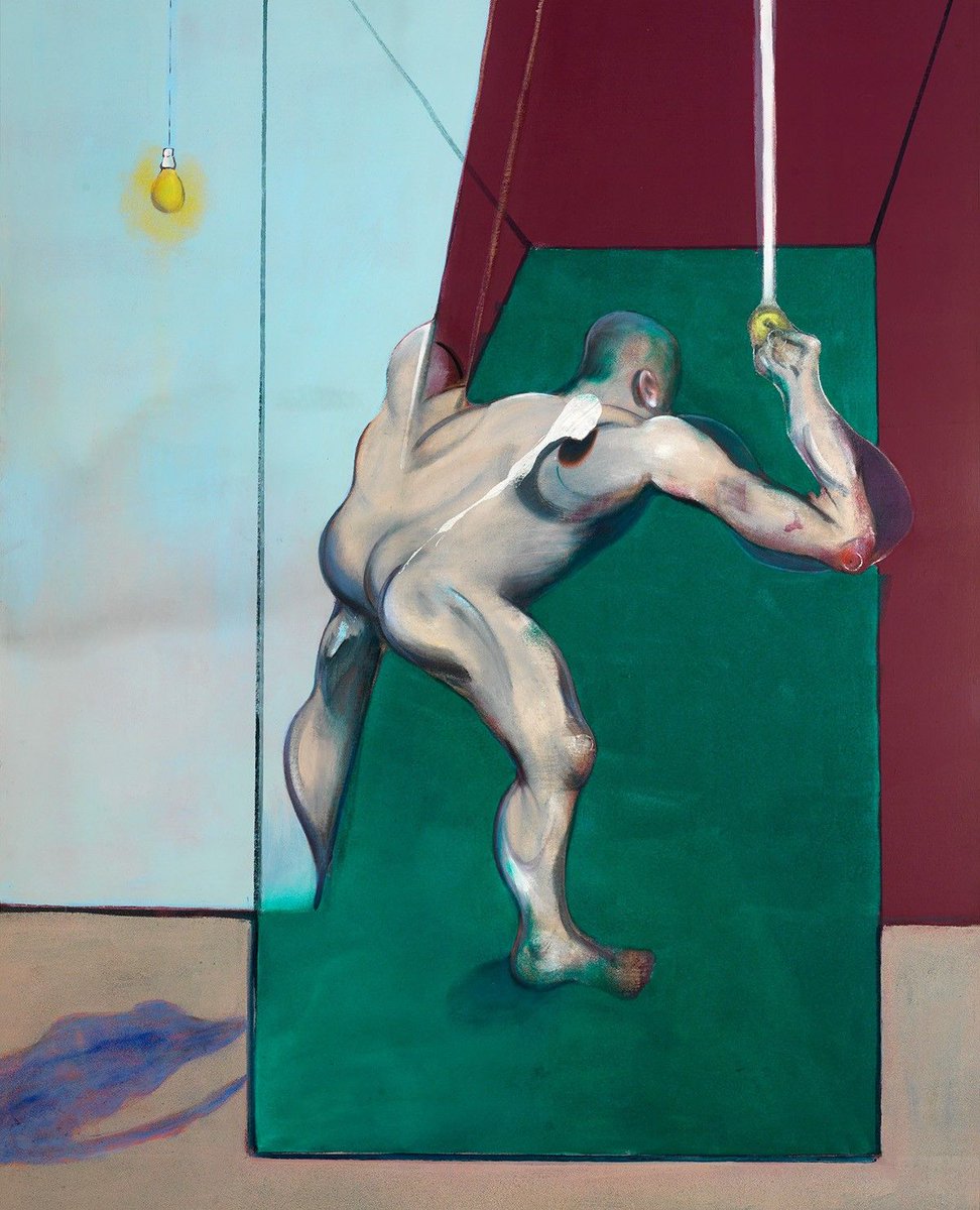 'In addition to the space of Bacon's Reece Mews stairwell, this painting incorporates references to the light-switch and unshaded light-bulb in his studio.'⁠ ⁠ Francis Bacon: In Camera, Martin Harrison, pg 116⁠ ⁠ Painting: Study of the Human Body (Man Turning on Light)⁠