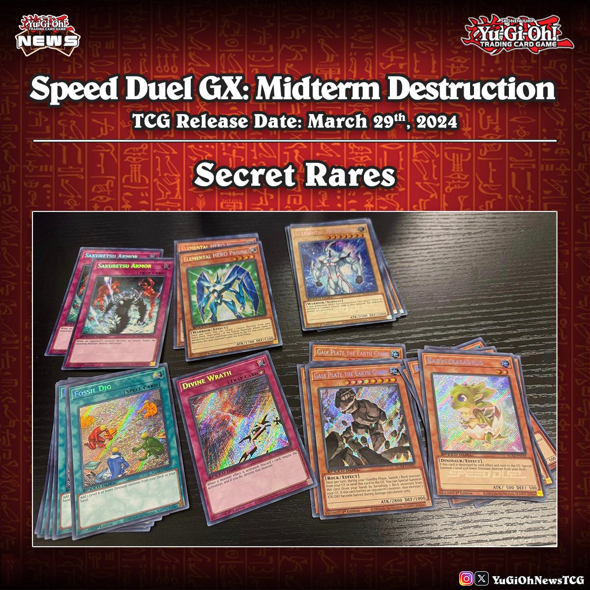 ❰𝗦𝗽𝗲𝗲𝗱 𝗗𝘂𝗲𝗹 𝗚𝗫❱ New Secret Rare cards for the upcoming TCG set, Speed Duel GX: Midterm Destruction, have been revealed❗️✨ Source: Facebook #遊戯王 #YuGiOh #유희왕