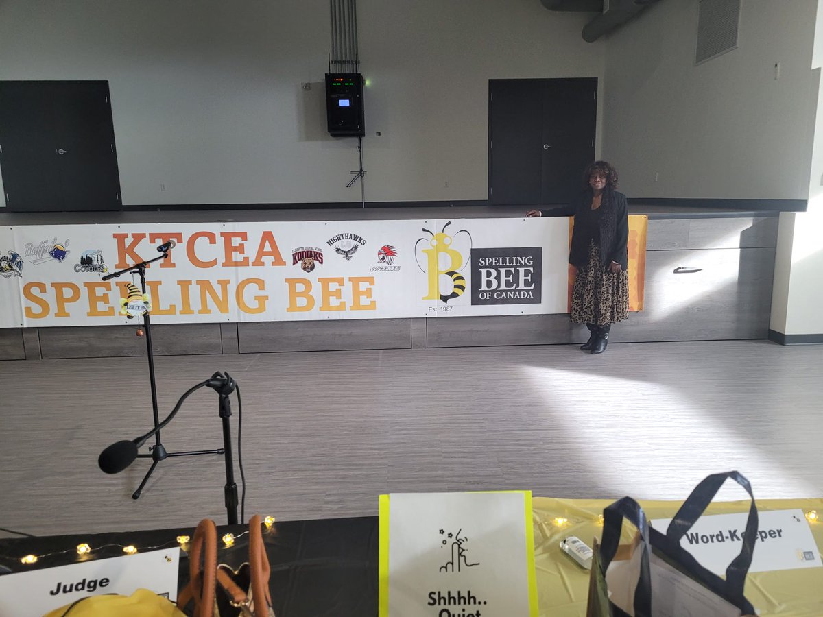 The 37th annual regional @spellingbeeofcanada competitions kicked off in the month of March, whoop whoop.... 👏 🎊 

Live at Slave Lake for our KTCEA's regional bee is our founder/C.E.O @juliespencesboc

#spellingbeeofcanada 
#regionalbee
#ktcea 
#Literacy #education