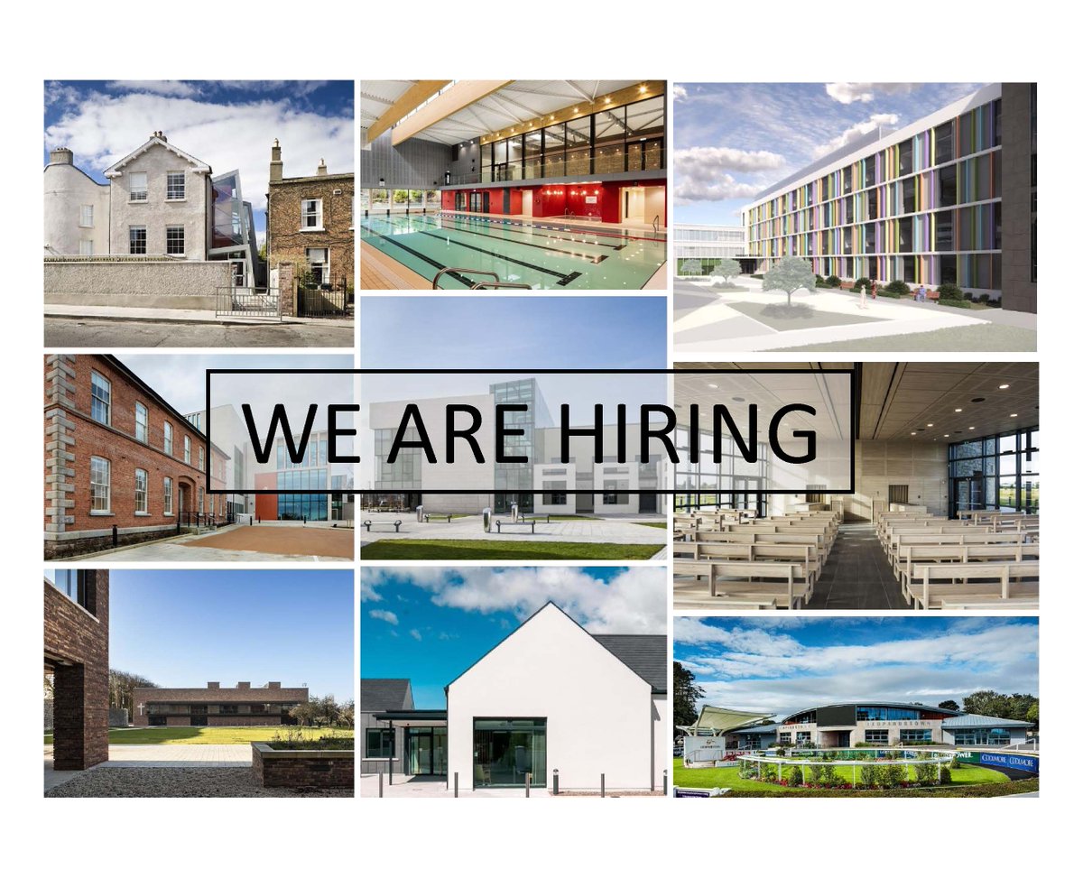 Due to strong performance and increased workload across a number of sectors including Health and Education, we are seeking Architects and Architectural Technologists to join our team. CV's to: mail@wejchert.ie wejchert.ie/news