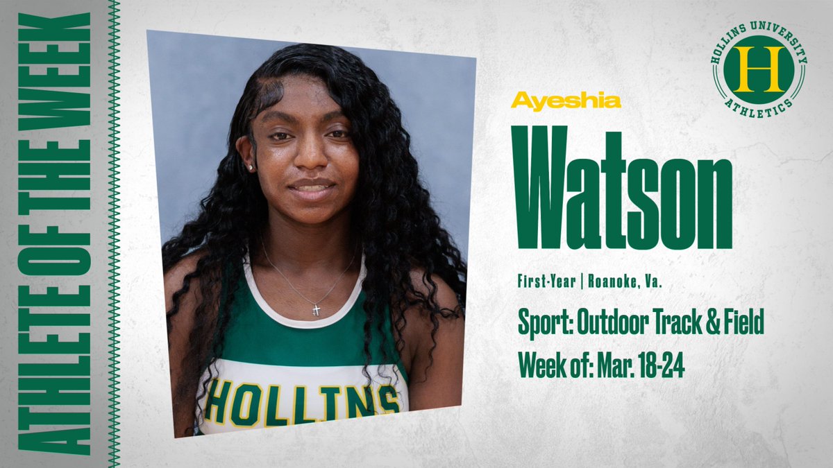 Congratulations to @huxctf Ayeshia Watson on being named the @hollinssports Student-Athlete of the Week. #MyHollins
